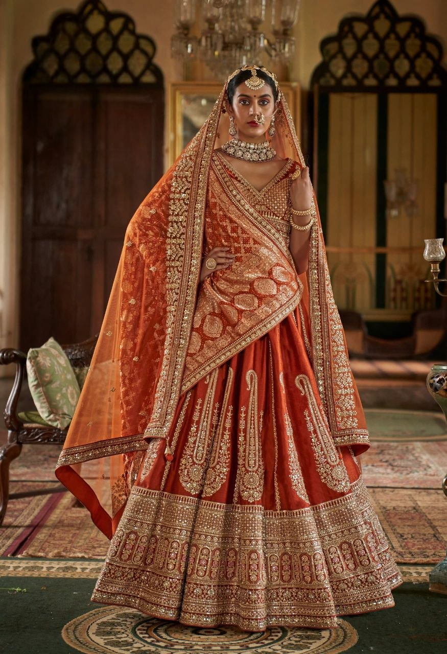 Rani Pink Heavy Zardozi Bridal Lehenga